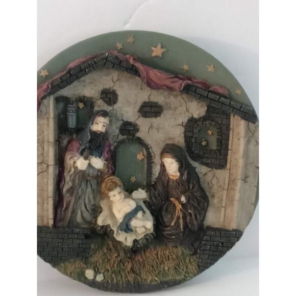 Vintage Nativity Plate Wall Plaque Mary Joseph Baby Jesus 3D Ceramic Christmas - Picture 4 of 5